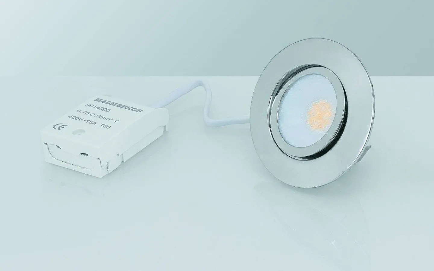 Downlights, Spotlight|230V Led Spotlights-Malmbergs MD-230 Downlight 3000K 3x5W Krom 230V IP44 3-Pack