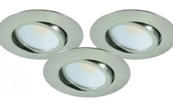 Downlights, Spotlight|230V Led Spotlights-Malmbergs MD-230 Downlight 3000K 3x5W Satin 230V IP44 3-Pack
