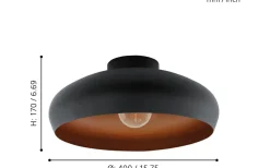 Plafonder < Eglo Mogano Plafond Ø40cm Svart