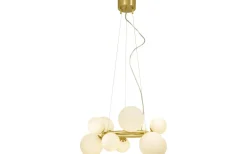 Stora Taklampor Ø50-69 Cm-Aneta Molekyl Taklampa 50cm Matt Mässing/Opalvit