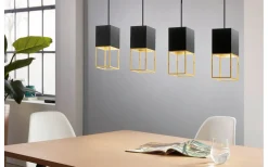 Avlånga Taklampor-Eglo Montebaldo Taklampa 85cm GU10 LED 3000K 4x4,5W Svart/Guld