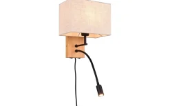 Läslampor < Trio Lighting Nilam Vägglampa med läslampa 25cm LED + E27 naturträ