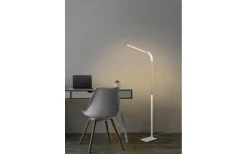 Golvläslampor-Trio Lighting Norris Golvlampa LED matt vit/trä