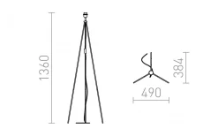 Golvfötter-Rendl Nyc Tripod Golvfot 136cm Krom