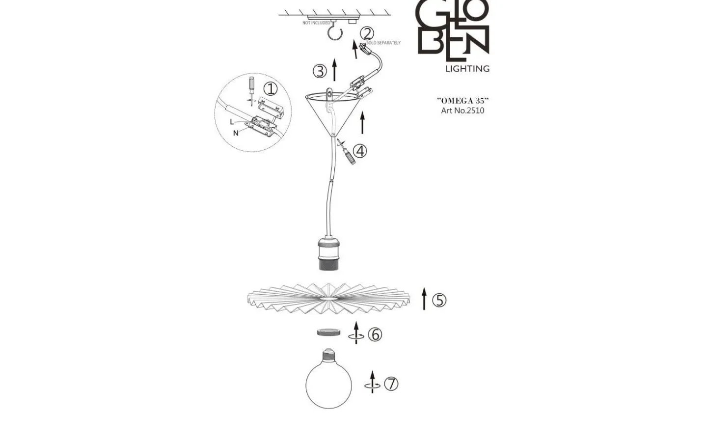 Kök & Matplats-Globen Lighting Omega Taklampa 35cm E27 Svart