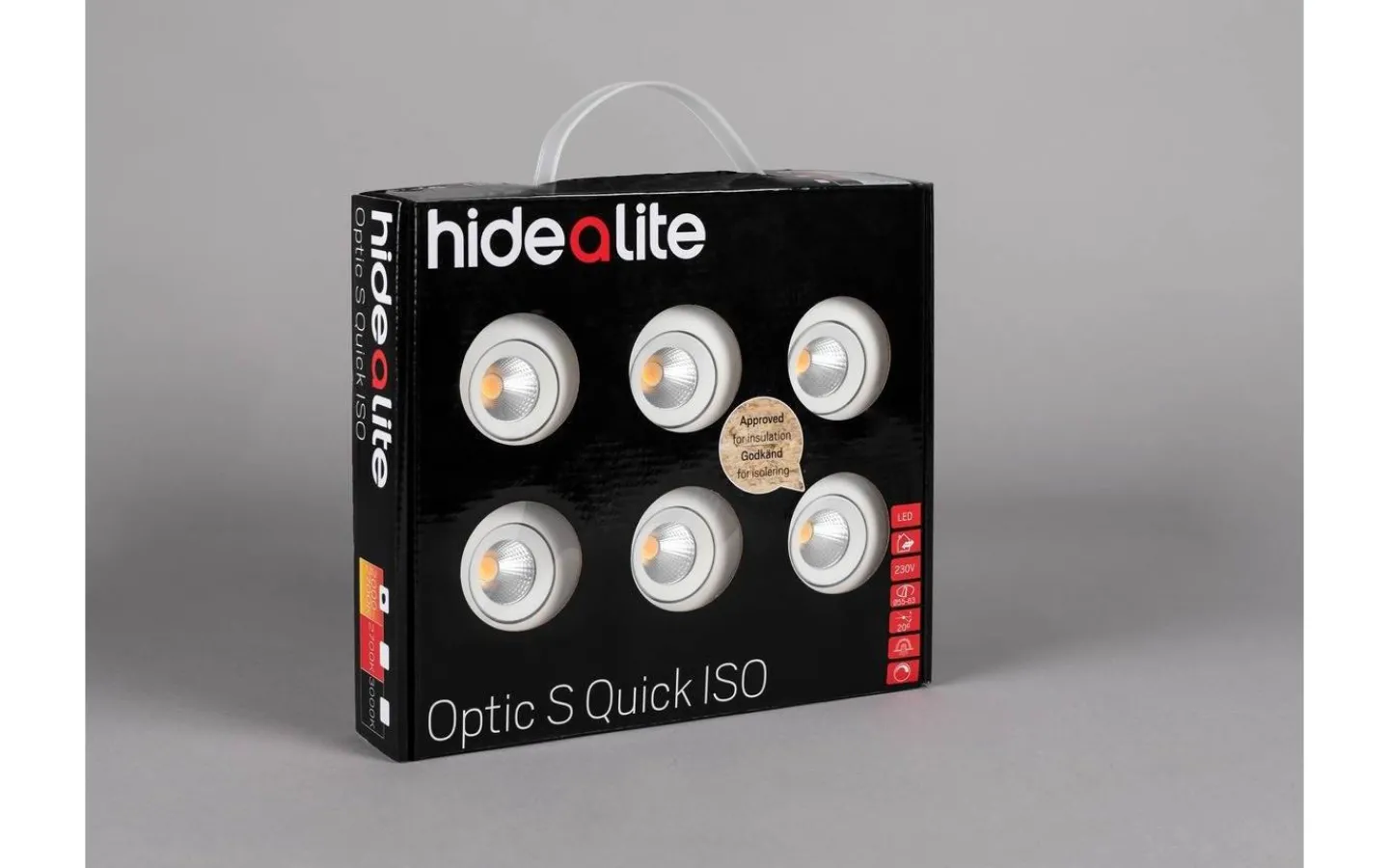 230V Led Spotlights < Hidealite Optic S Quick ISO 6-pack Spotlight 3000K 4,5W Vit IP44