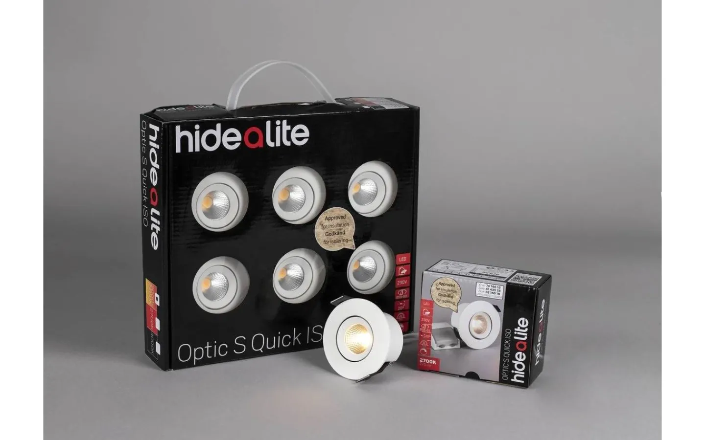 230V Led Spotlights < Hidealite Optic S Quick ISO 6-pack Spotlight 3000K 4,5W Vit IP44
