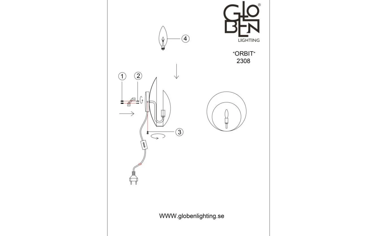 Lampetter < Globen Lighting Orbit Vägglampa Beige