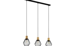 Avlånga Taklampor < Eglo Palmorla Taklampa 76cm 3L Svart/Trä