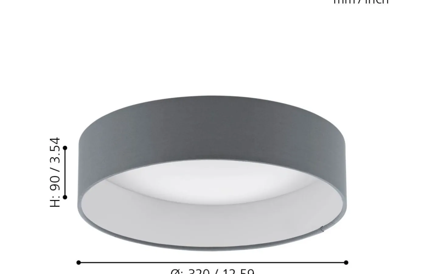 Plafonder-Eglo Palomaro Plafond 32cm LED 3000K 10,8W Grå