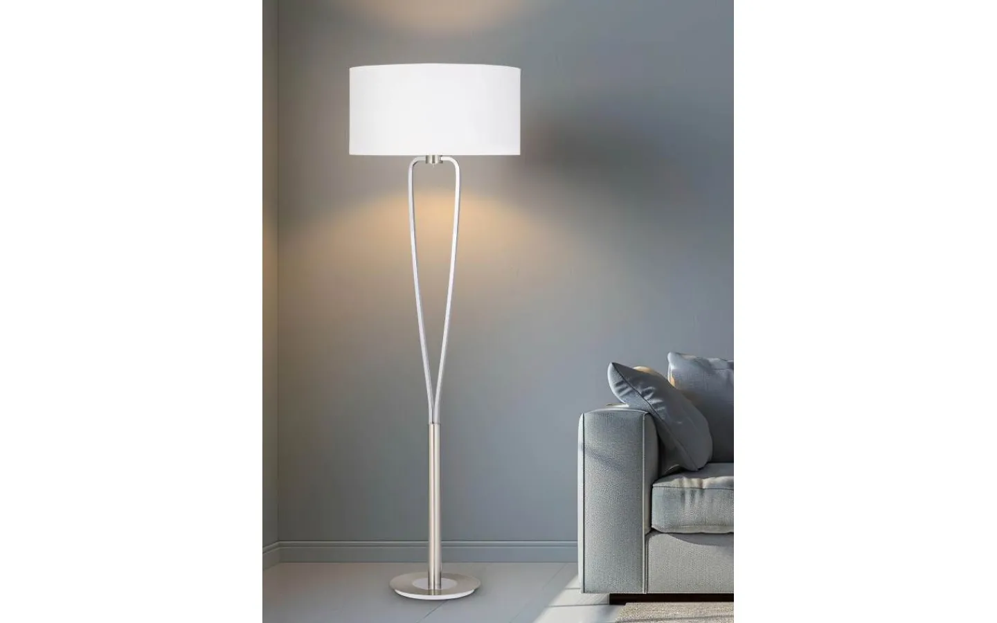 Golvlampor-Trio Lighting Paris II Golvlampa E27 borstat stål