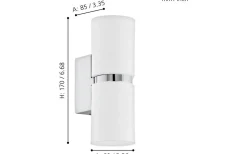 Lampetter < Eglo Passa Vägglampa LED 3000K 2x3W Krom/Vit