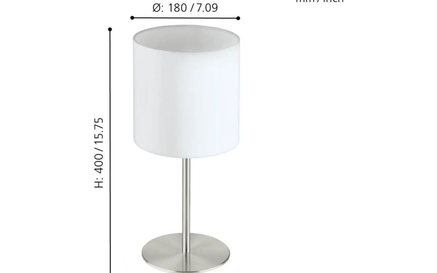 Bordslampor-Eglo Pasteri Bordslampa 40cm Nickel/Vit