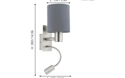 Läslampor-Eglo Pasteri Vägglampa LED 3000K 3,5W Nickel/Grå