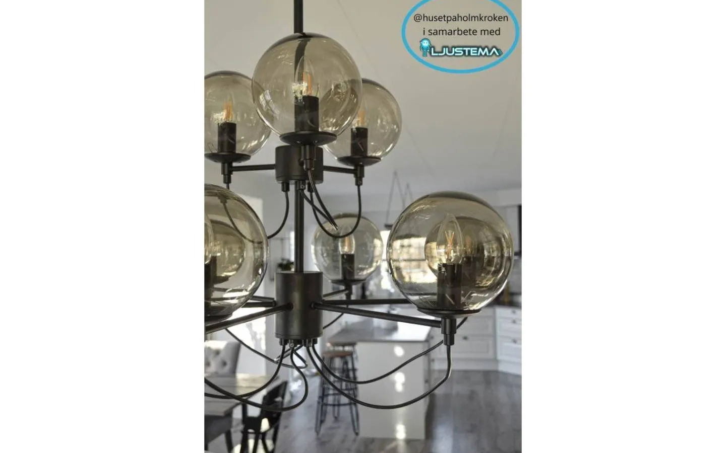 Kök & Matplats|Stora Taklampor Ø70-150 Cm < Hallbergs Perla 9 Taklampa 95cm Black Edition