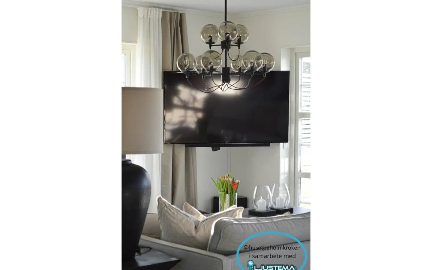 Kök & Matplats|Stora Taklampor Ø70-150 Cm < Hallbergs Perla 9 Taklampa 95cm Black Edition