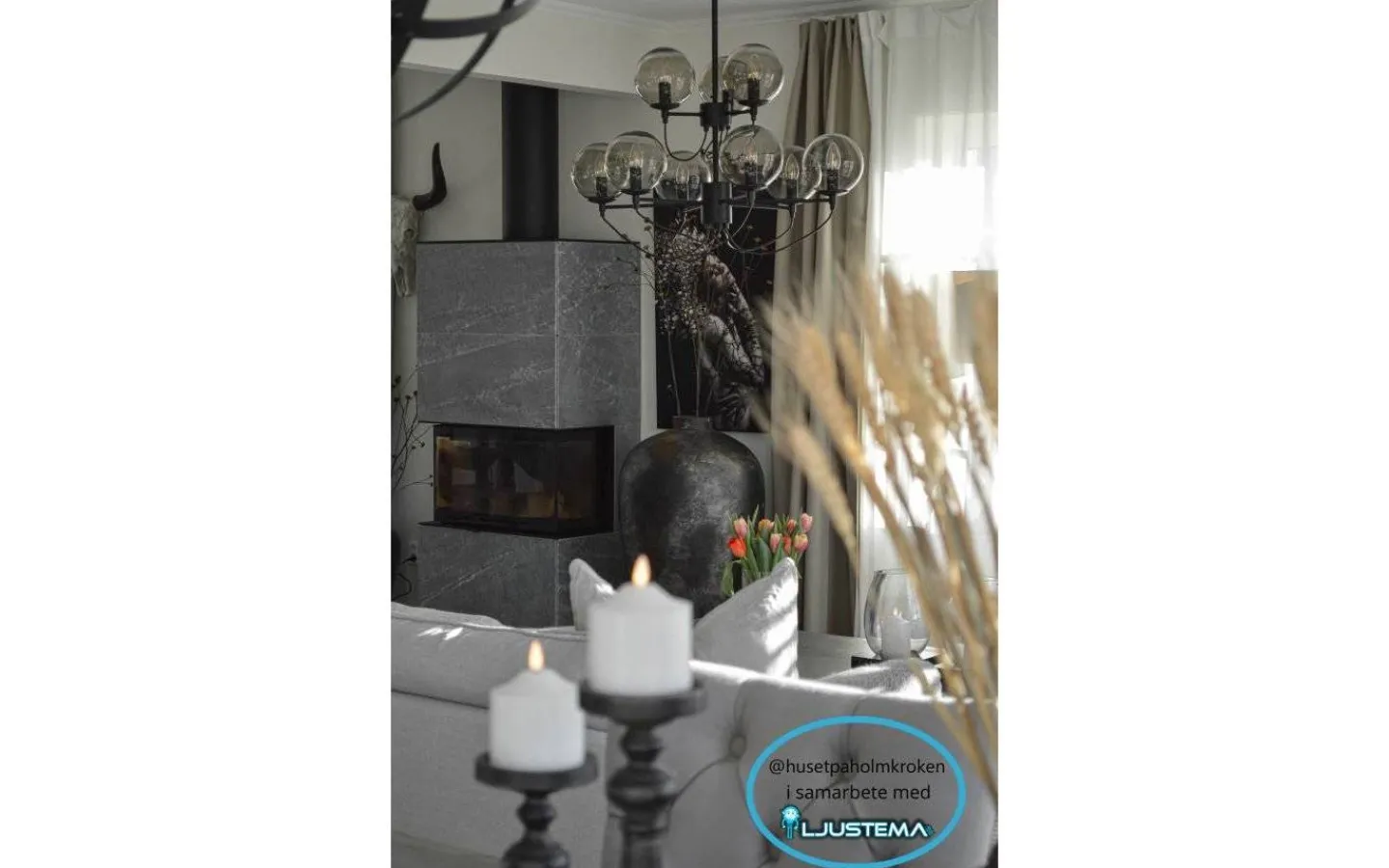Kök & Matplats|Stora Taklampor Ø70-150 Cm < Hallbergs Perla 9 Taklampa 95cm Black Edition