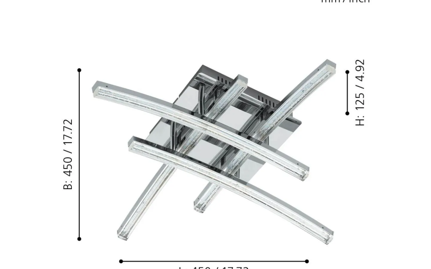 Plafonder-Eglo Pertini Plafond 45cm LED 3000K 17,2W Krom