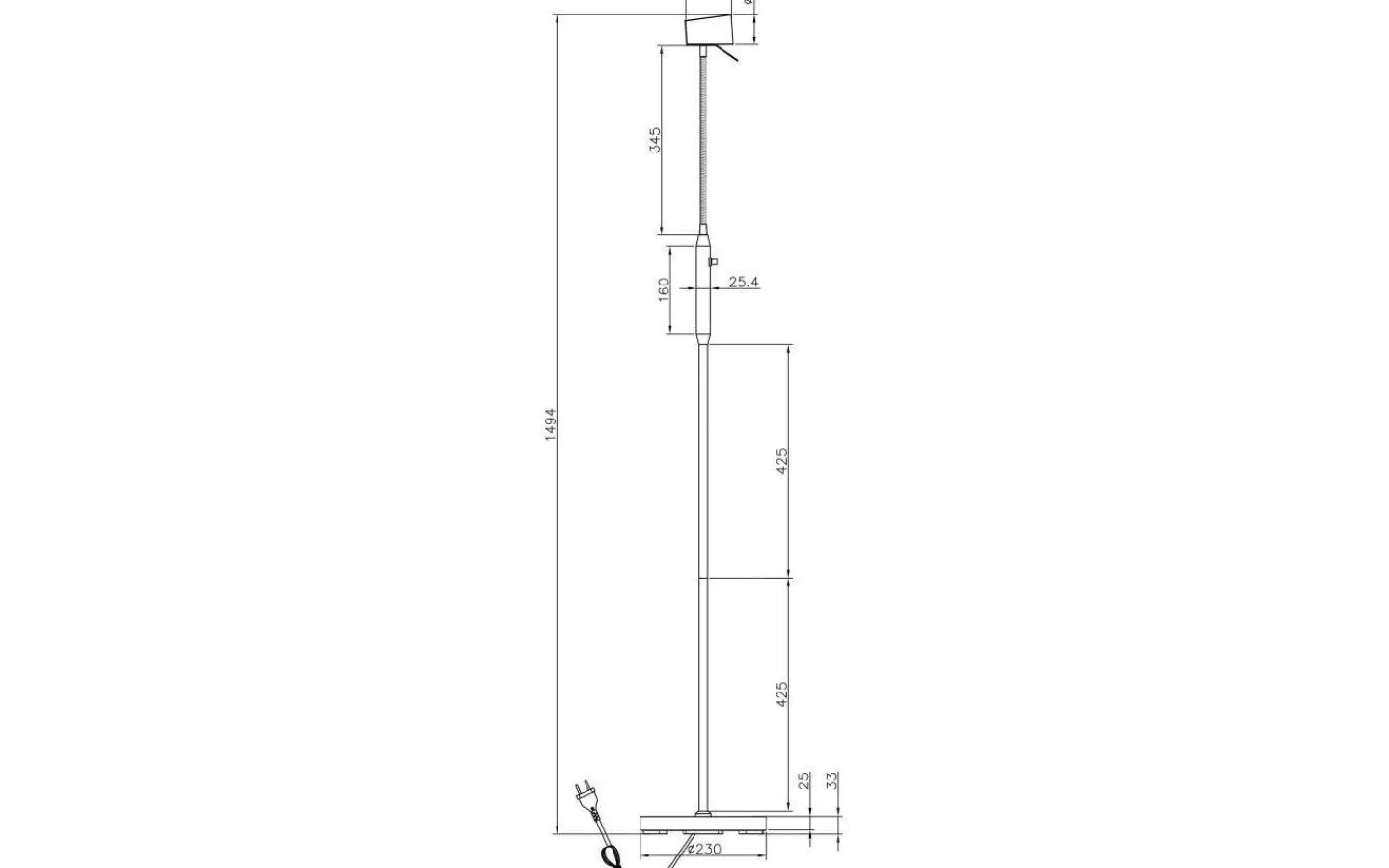 Golvläslampor-Aneta Pilot Golvlampa 135cm Antik