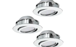230V Led Spotlights-Eglo Pineda Spotlight 3-Pack LED 3000K 3x4,9W Krom