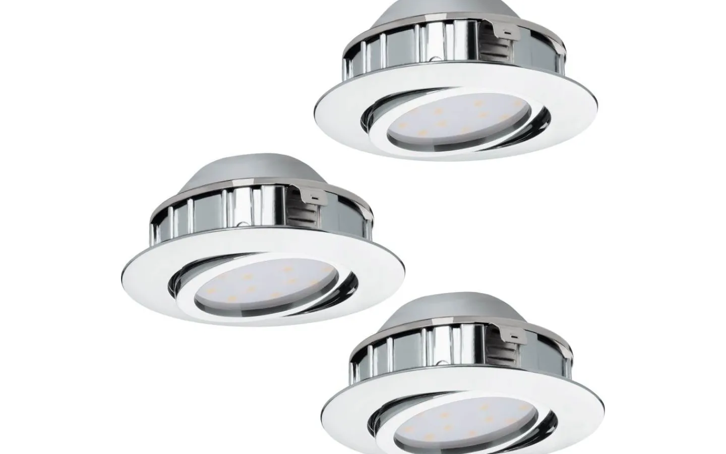 230V Led Spotlights-Eglo Pineda Spotlight 3-Pack LED 3000K 3x4,9W Krom