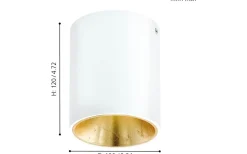 Plafonder < Eglo Polasso Takspotlight Ø10cm LED 3000K 3,3W Vit/Guld
