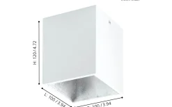 Plafonder-Eglo Polasso Takspotlight 10x10cm LED 3000K 3,3W Vit/Silver