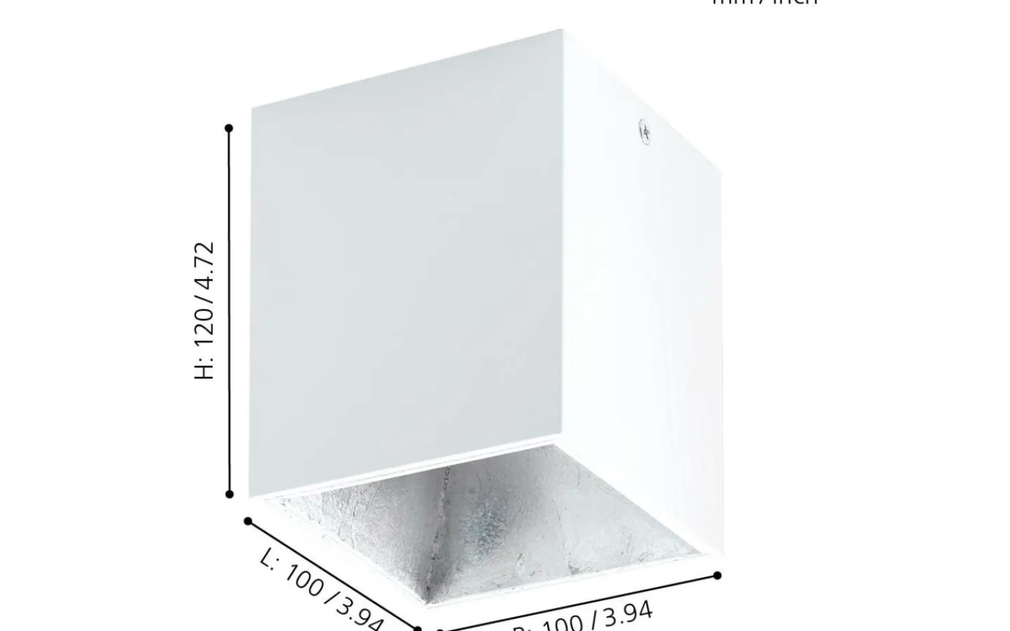 Plafonder-Eglo Polasso Takspotlight 10x10cm LED 3000K 3,3W Vit/Silver