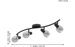 Avlånga Takspotlights|Takspot Med Minst 4 Lampor < Eglo Pollica Takspotlight 64cm Svart