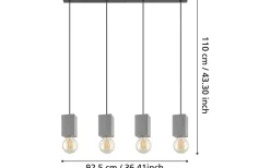 Avlånga Taklampor-Eglo Prestwick 3 Taklampa 93cm Grå