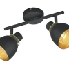 Takspot Med 2 Lampor-Reality Punch Spotlight 2-delad E14 matt svart/guld