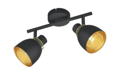 Takspot Med 2 Lampor-Reality Punch Spotlight 2-delad E14 matt svart/guld