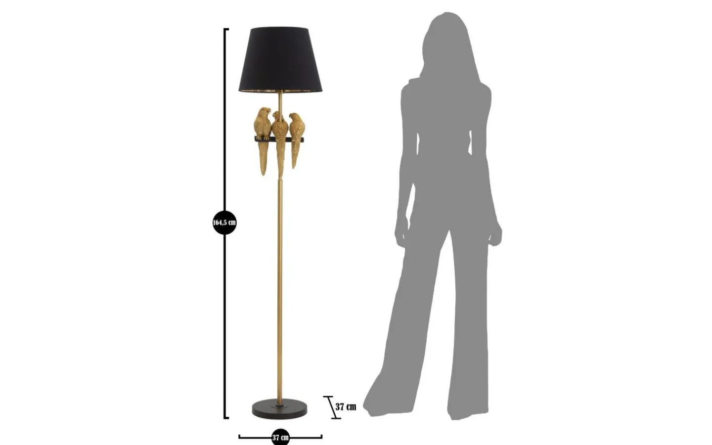 Golvlampor < Mauro Ferretti Punto Golvlampa Papegojor 164,5cm Guld/Svart