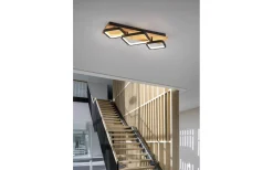 Plafonder < Trio Lighting Rama Plafond LED 3-delad mattsvart/trä