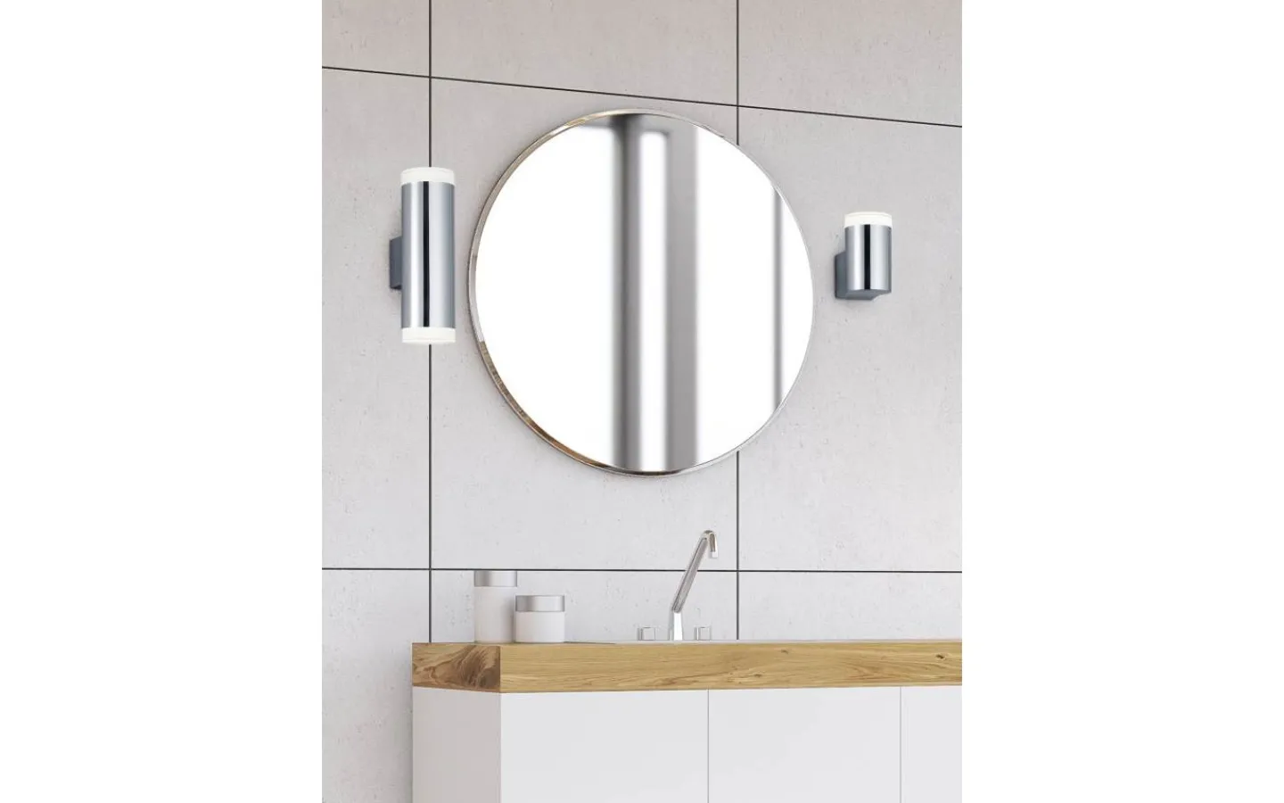 Badrumslampor Vägg-Trio Lighting Ray H2O Vägglampa LED 2-delad krom IP44