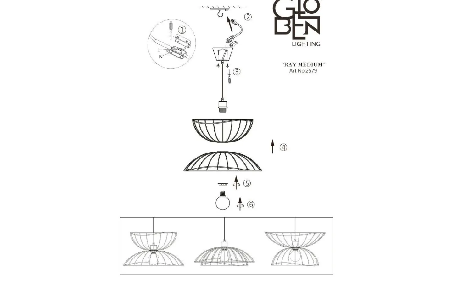 Vardagsrum|Sovrum-Globen Lighting Ray Taklampa 45cm E27 Vit
