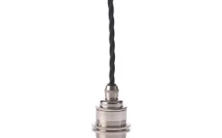 Fönsterlampor|Sladdställ Med Sockel < Texa Design Ringupphäng U18 Svart kabel, Nickel