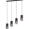 Avlånga Taklampor-Trio Lighting Robin Takpendel 4-delad E27 matt svart/rökfärgad