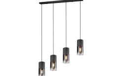 Avlånga Taklampor-Trio Lighting Robin Takpendel 4-delad E27 matt svart/rökfärgad