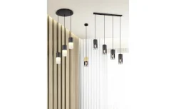 Avlånga Taklampor-Trio Lighting Robin Takpendel 4-delad E27 matt svart/rökfärgad