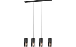 Avlånga Taklampor-Trio Lighting Robin Takpendel 4-delad E27 matt svart/rökfärgad