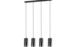 Avlånga Taklampor-Trio Lighting Robin Takpendel 4-delad E27 matt svart/rökfärgad
