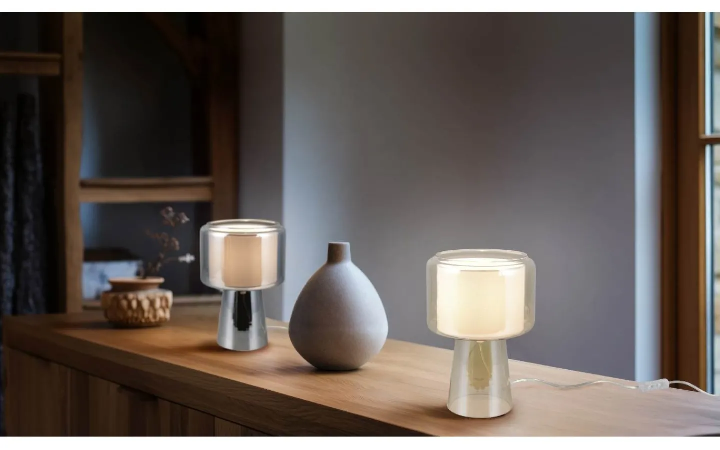 Bordslampor-Trio Lighting Rocka Bordslampa E14 förkromad