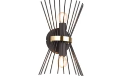 Lampetter-Reality Rod Vägglampa 2xE14 svart/guld