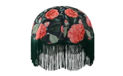 Mönstrade Lampskärmar < Hallbergs Romantic Rose Lampskärm Ø35cm med Grön frans