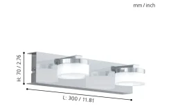 Badrumslampor Vägg-Eglo Romendo Vägglampa 30cm LED 3000K 2x7,2W Krom IP44