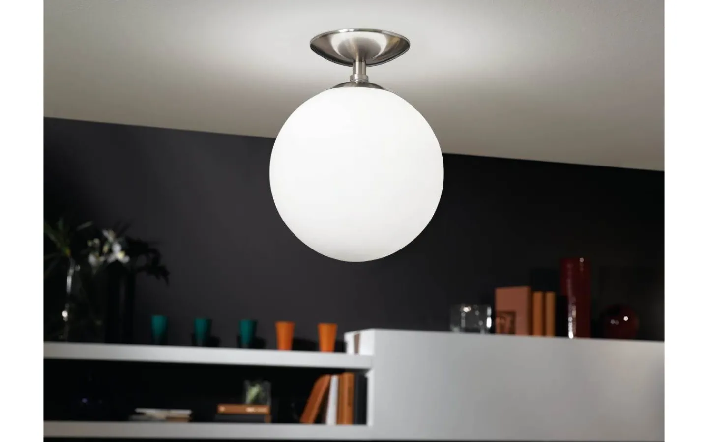 Plafonder-Eglo Rondo Plafond 25cm Nickel/Vit
