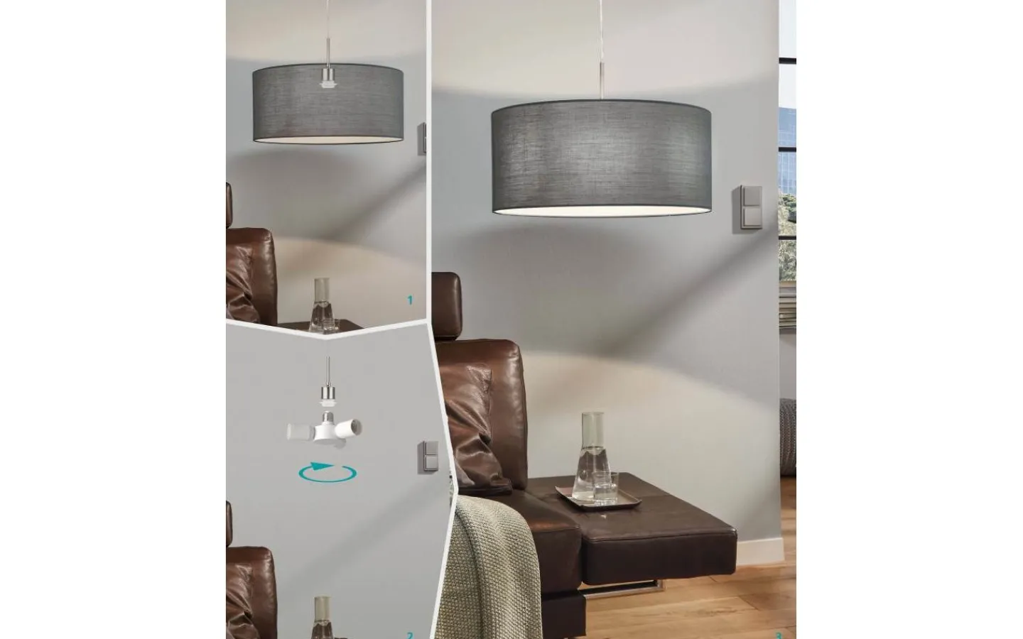 Reservglas Och Reservdelar < Eglo Rueda Pendeladapter E27 1 till 3 Svart