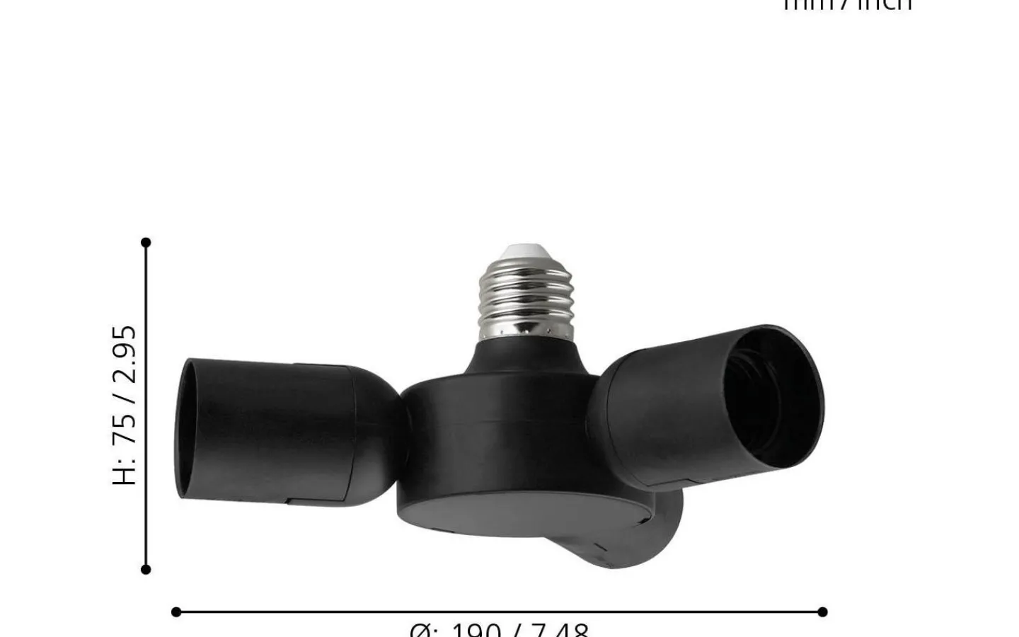 Reservglas Och Reservdelar < Eglo Rueda Pendeladapter E27 1 till 3 Svart