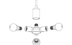 Reservglas Och Reservdelar < Eglo Rueda Pendeladapter E27 1 till 3 Svart